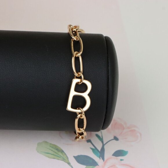 "Rose Gold Chain Bracelet with 'B' Initial Charm for Women, XPBL1129 - Picture 10 of 12
